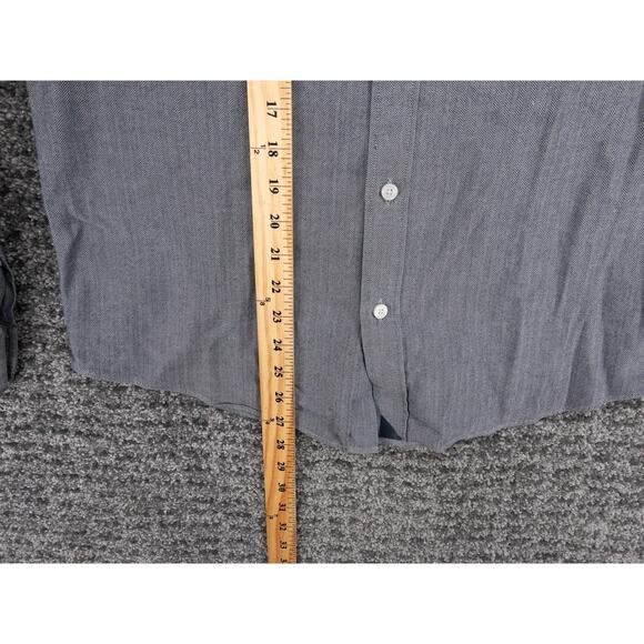 UNTUCKit Shirt Mens Medium Slim Fit Gray Herringbone Flannel Long Sleeve Preppy - Picture 6 of 10